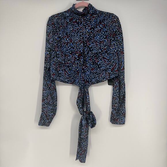 Undra Celeste New York Printed High Neck Joi Top Size Small - Picture 2 of 7